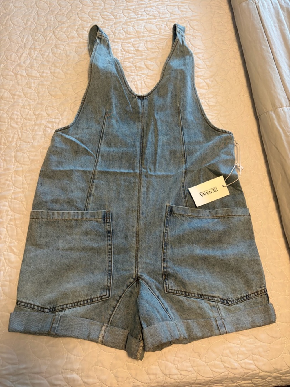 Brand New Zenana Denim Short Overalls Romper – Size S/M